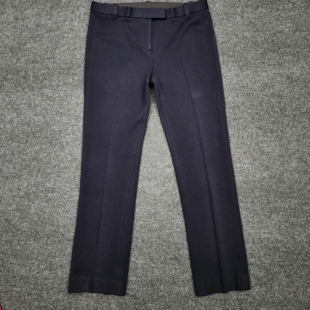 Tory‎ Burch Pants Womens 0 Blue Wool Blend Straight Leg Creased Pants Trousers